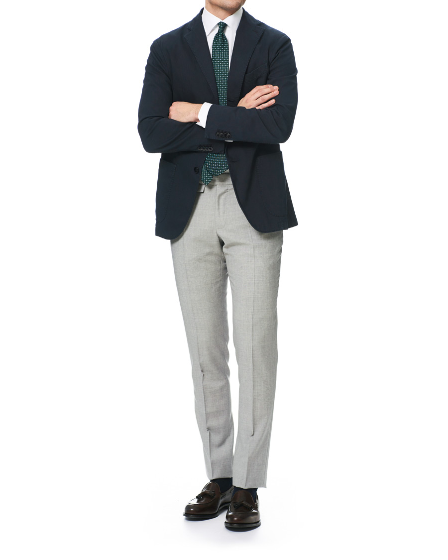 Herre | Bukser | Incotex | Slim Fit Pleated Super 100's Wool Trousers Light Grey