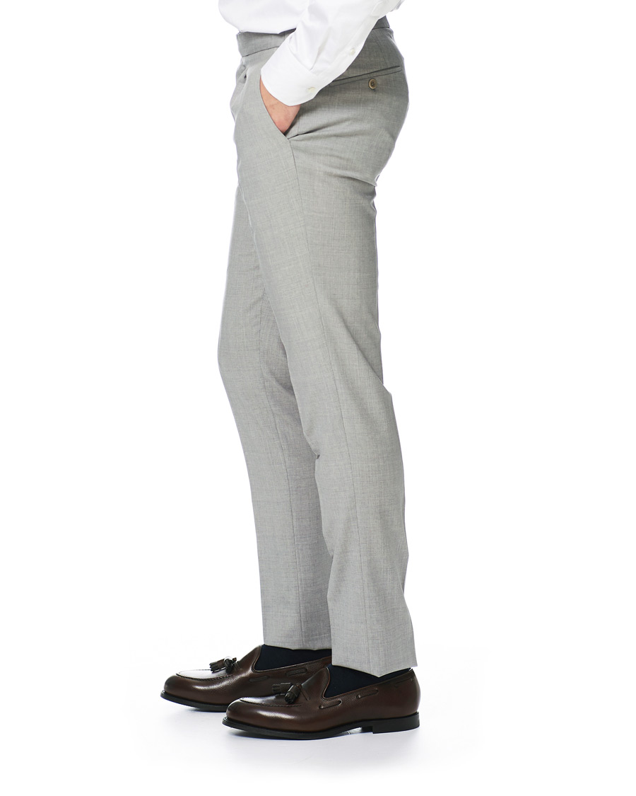 Herre | Bukser | Incotex | Slim Fit Pleated Super 100's Wool Trousers Light Grey