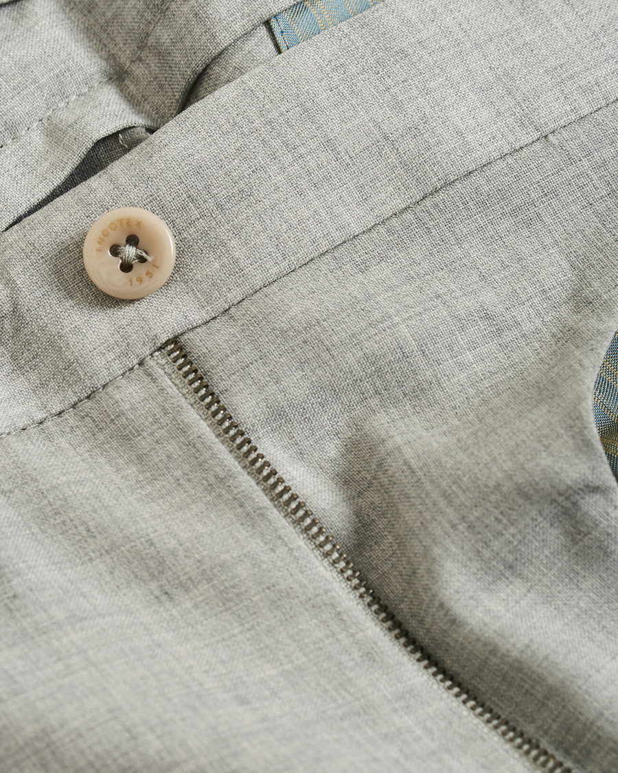 Herre | Bukser | Incotex | Slim Fit Pleated Super 100's Wool Trousers Light Grey