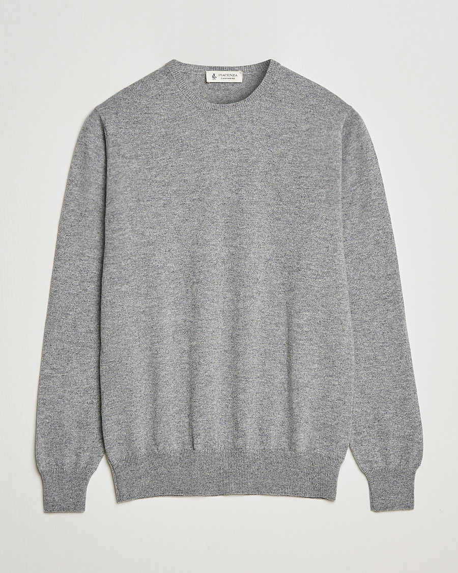 Herre | Gensere | Piacenza Cashmere | Cashmere Crew Neck Sweater Light Grey