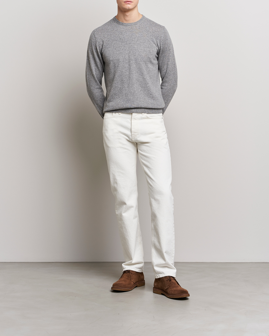 Herre | Gensere | Piacenza Cashmere | Cashmere Crew Neck Sweater Light Grey