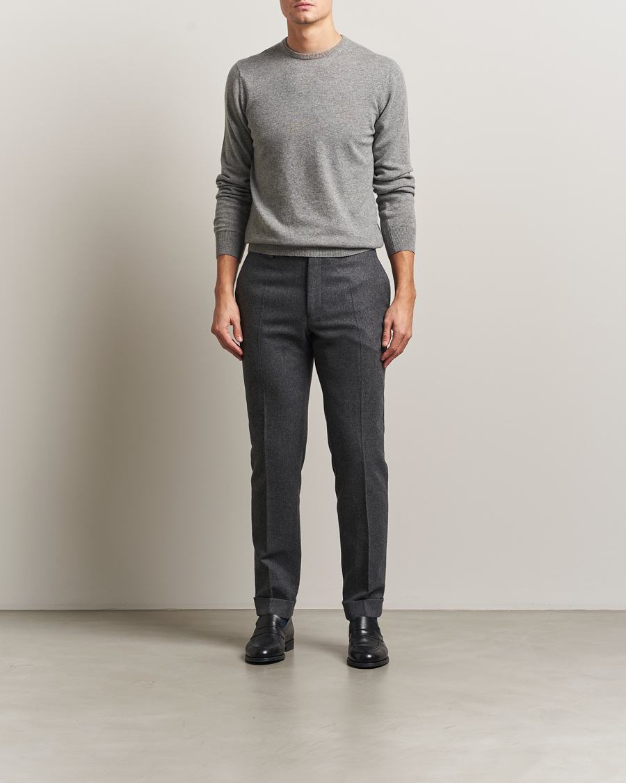 Herre | Gensere | Piacenza Cashmere | Cashmere Crew Neck Sweater Light Grey