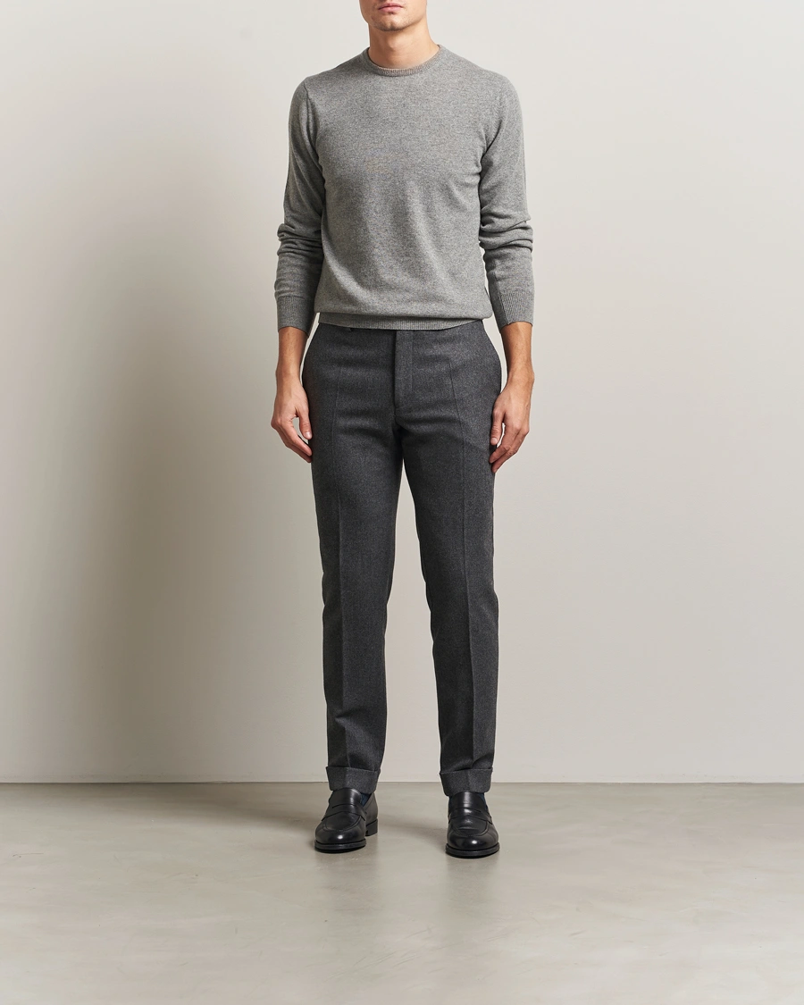 Herre | Gensere | Piacenza Cashmere | Cashmere Crew Neck Sweater Light Grey
