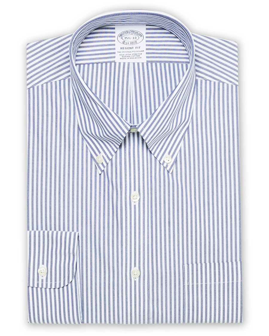 Herre | Skjorter | Brooks Brothers | Regent Fit Non Iron Stripe Shirt Dark Blue