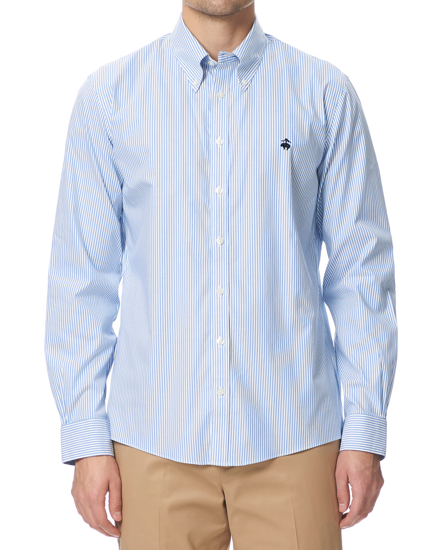 Herre | Skjorter | Brooks Brothers | Milano Fit Non Iron Striped Shirt Light Blue