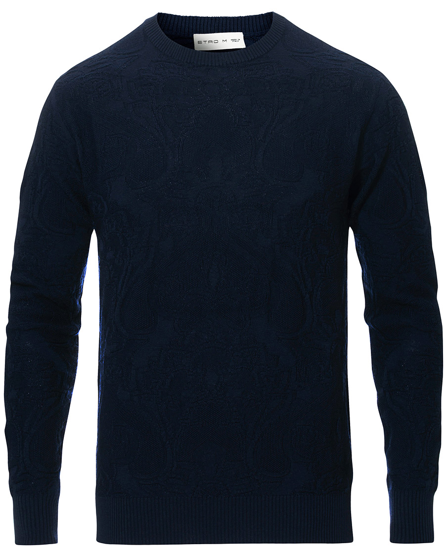 Herre | Gensere | Etro | Tonal Embroidery Knitted Sweater Dark Blue