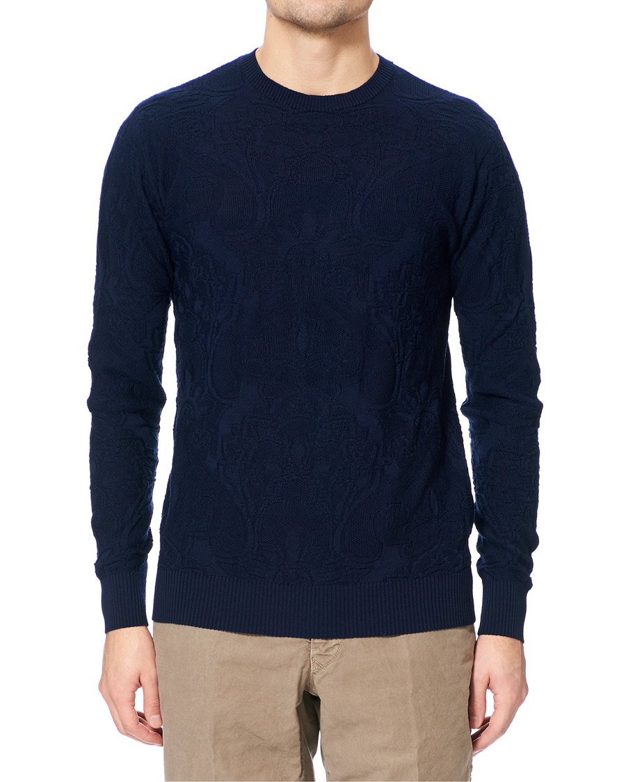 Herre | Gensere | Etro | Tonal Embroidery Knitted Sweater Dark Blue