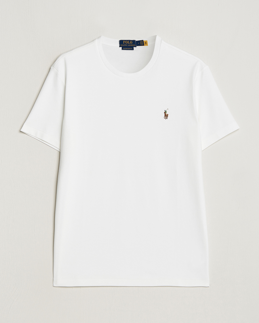 Herre | T-Shirts | Polo Ralph Lauren | Luxury Pima Cotton Crew Neck T-Shirt White