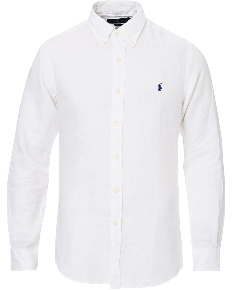 Herre | Skjorter | Polo Ralph Lauren | Slim Fit Linen Button Down Shirt White