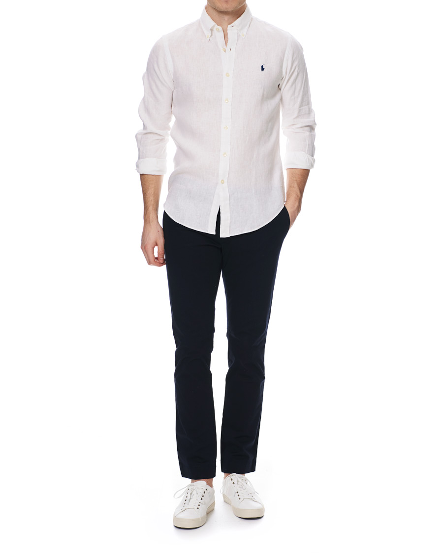 Herre | Skjorter | Polo Ralph Lauren | Slim Fit Linen Button Down Shirt White