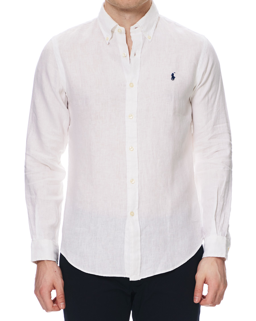 Herre | Skjorter | Polo Ralph Lauren | Slim Fit Linen Button Down Shirt White