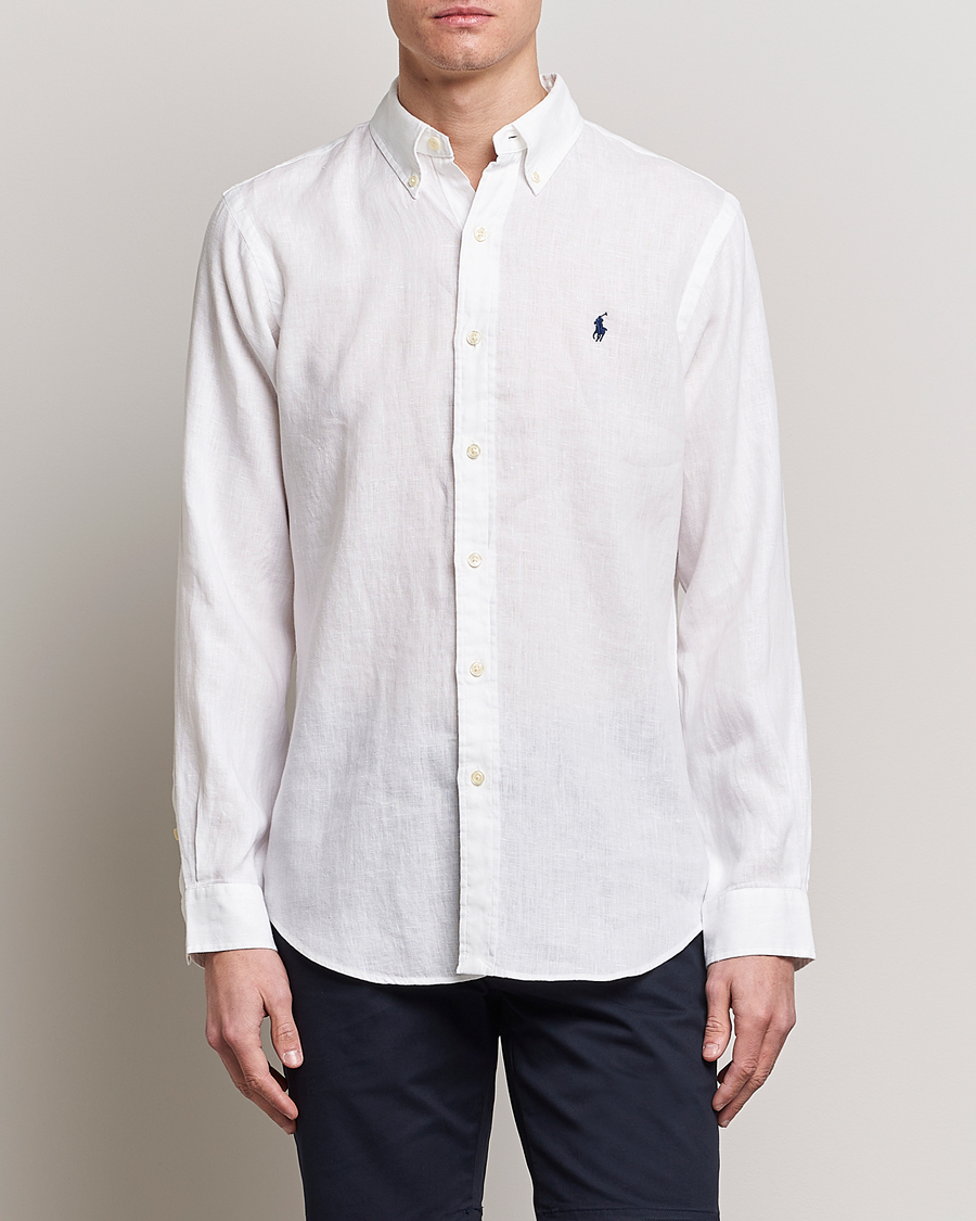 Herre | Skjorter | Polo Ralph Lauren | Custom Fit Linen Button Down White