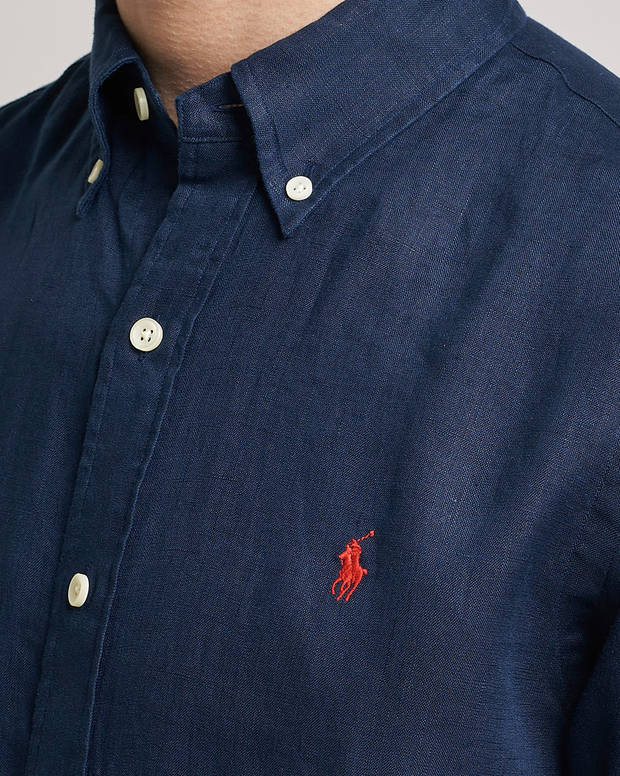 Herre | Skjorter | Polo Ralph Lauren | Custom Fit Linen Button Down Newport Navy