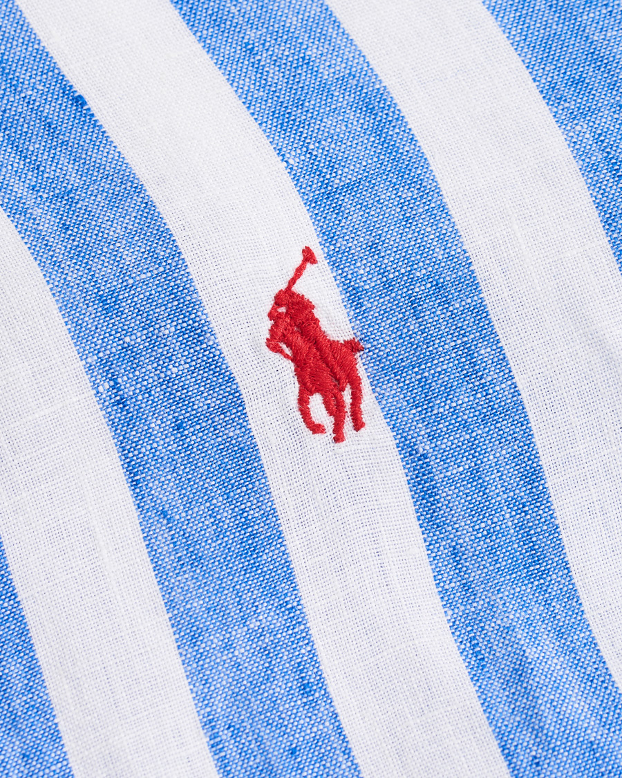 Herre | Skjorter | Polo Ralph Lauren | Slim Fit Linen Stripe Shirt White/Blue
