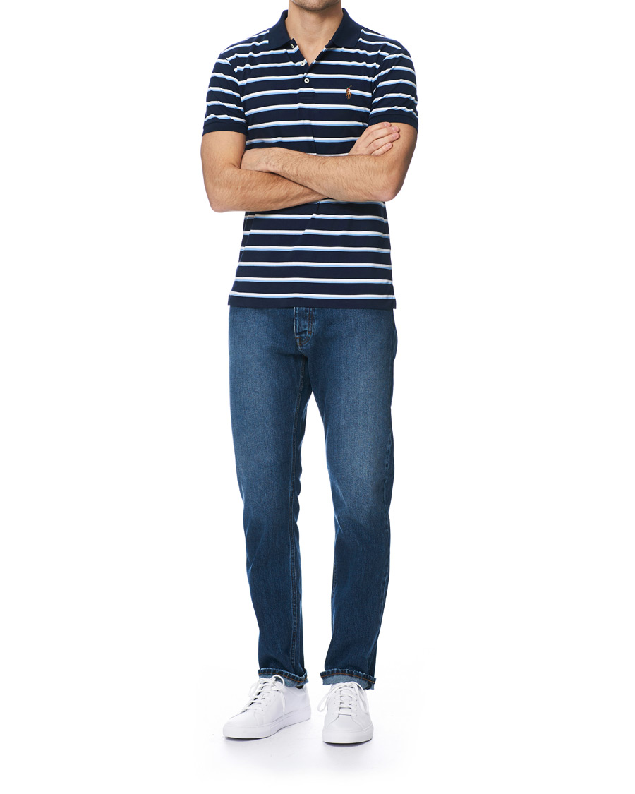Herre | Pikéer | Polo Ralph Lauren | Slim Fit Luxury Pima Cotton Stripe Polo Navy