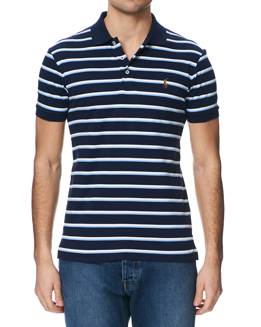 Herre | Pikéer | Polo Ralph Lauren | Slim Fit Luxury Pima Cotton Stripe Polo Navy