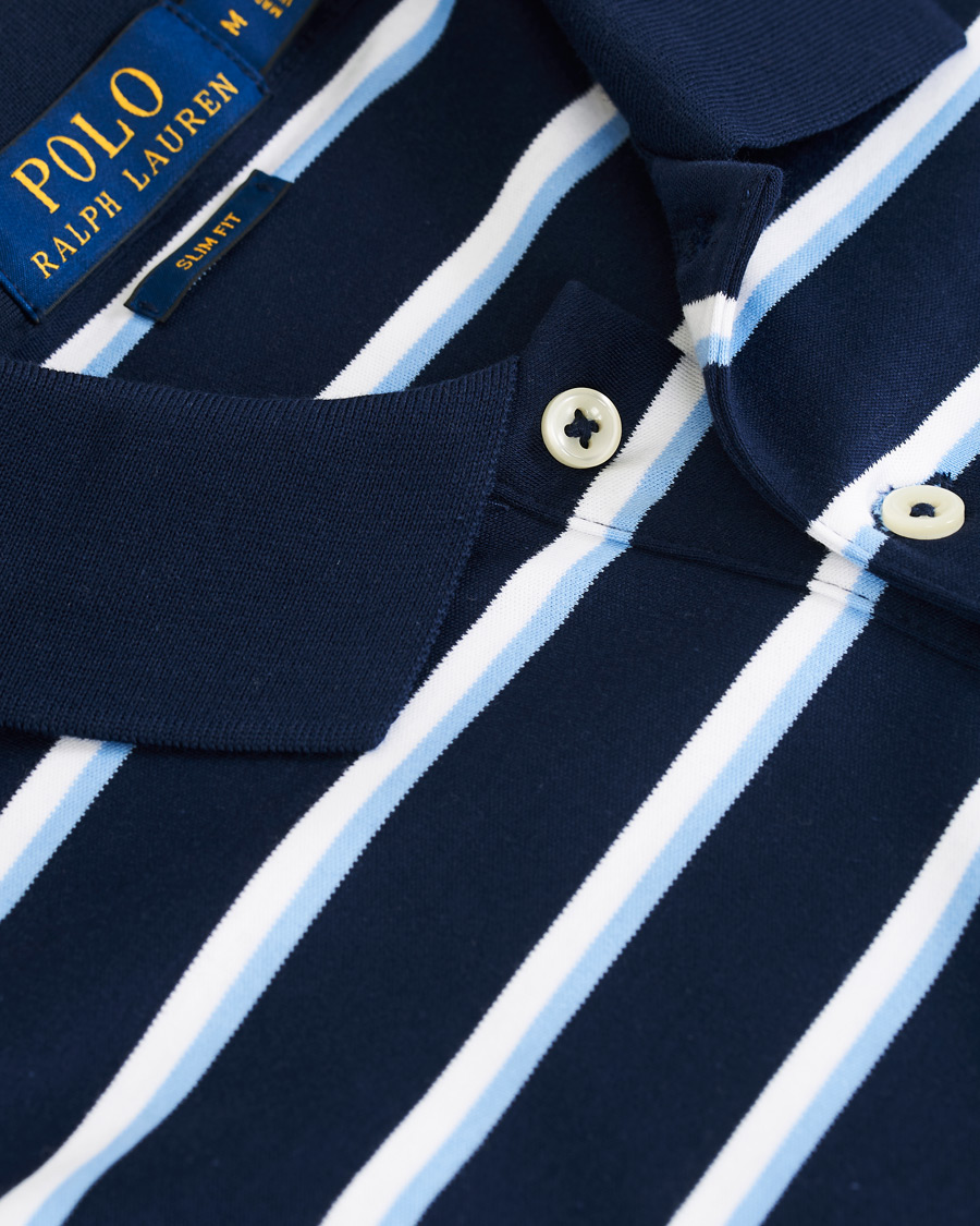 Herre | Pikéer | Polo Ralph Lauren | Slim Fit Luxury Pima Cotton Stripe Polo Navy