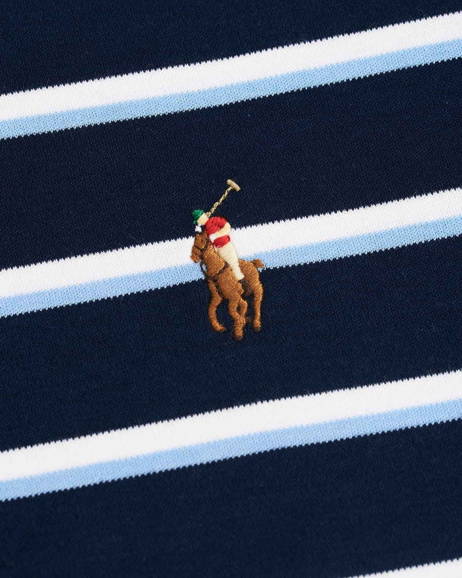 Herre | Pikéer | Polo Ralph Lauren | Slim Fit Luxury Pima Cotton Stripe Polo Navy