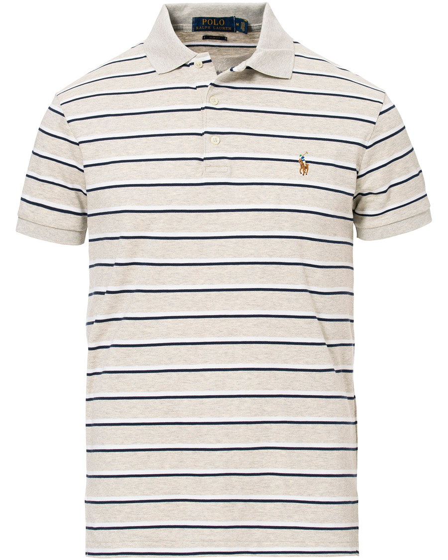 Herre | Pikéer | Polo Ralph Lauren | Slim Fit Luxury Pima Cotton Stripe Polo Grey