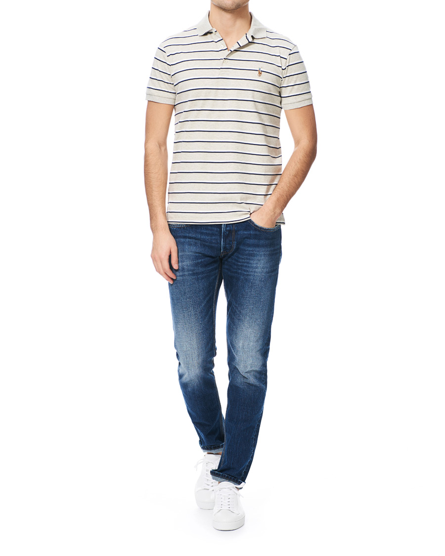 Herre | Pikéer | Polo Ralph Lauren | Slim Fit Luxury Pima Cotton Stripe Polo Grey