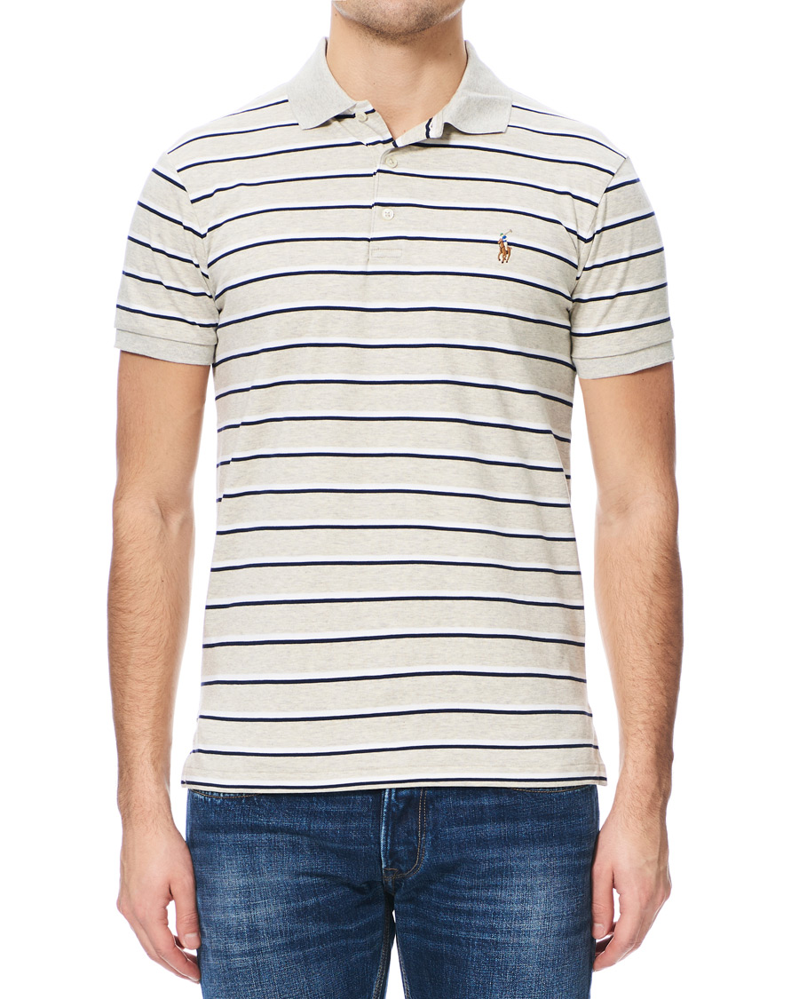 Herre | Pikéer | Polo Ralph Lauren | Slim Fit Luxury Pima Cotton Stripe Polo Grey