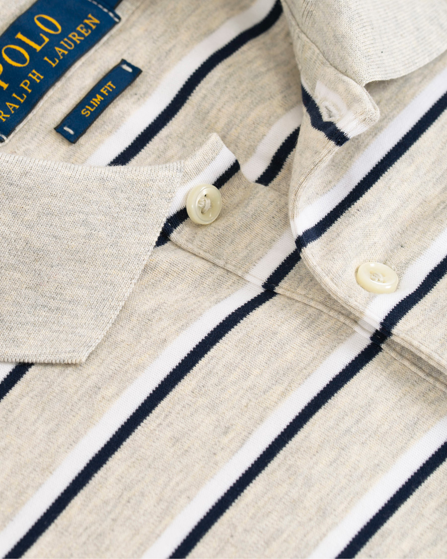 Herre | Pikéer | Polo Ralph Lauren | Slim Fit Luxury Pima Cotton Stripe Polo Grey