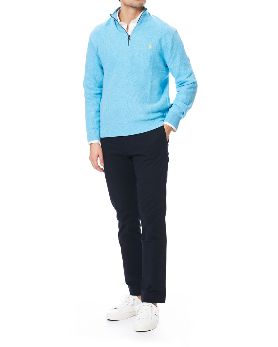 Herre | Gensere | Polo Ralph Lauren | Texture Half Zip Light Blue Heather