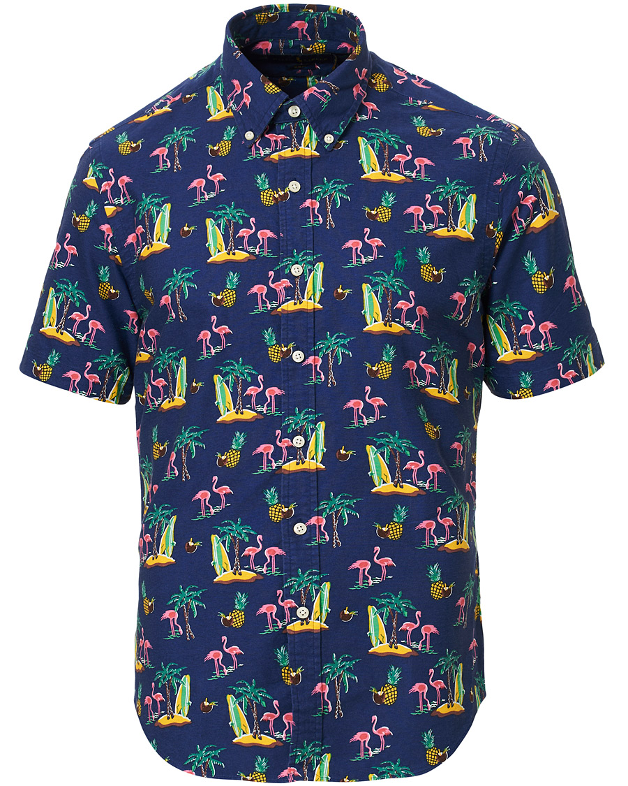 Herre | Skjorter | Polo Ralph Lauren | Slim Fit Printed Short Sleeve Shirt Coconut Flamingo