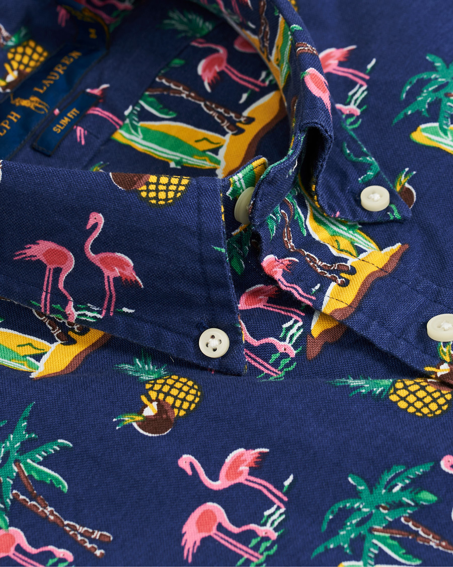 Herre | Skjorter | Polo Ralph Lauren | Slim Fit Printed Short Sleeve Shirt Coconut Flamingo