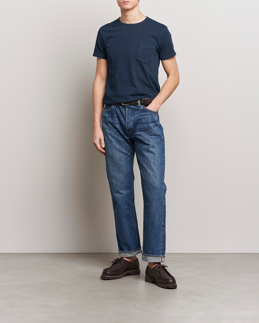 Herre | T-Shirts | RRL | Short Sleeve Pocket Tee Rinsed Indigo