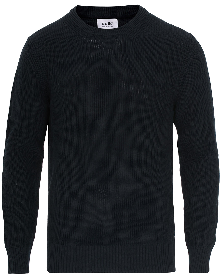 Herre | Gensere | NN07 | Knut Cotton Ribbed Crew Neck Navy