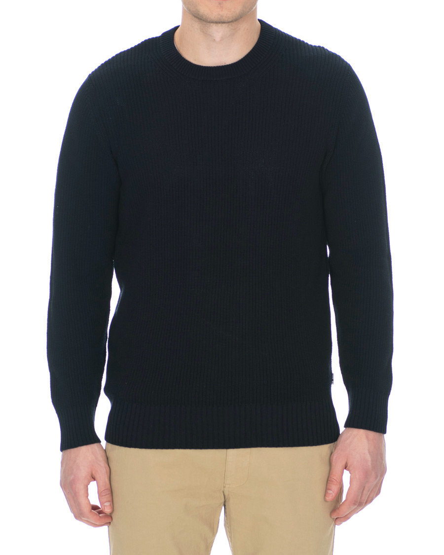 Herre | Gensere | NN07 | Knut Cotton Ribbed Crew Neck Navy