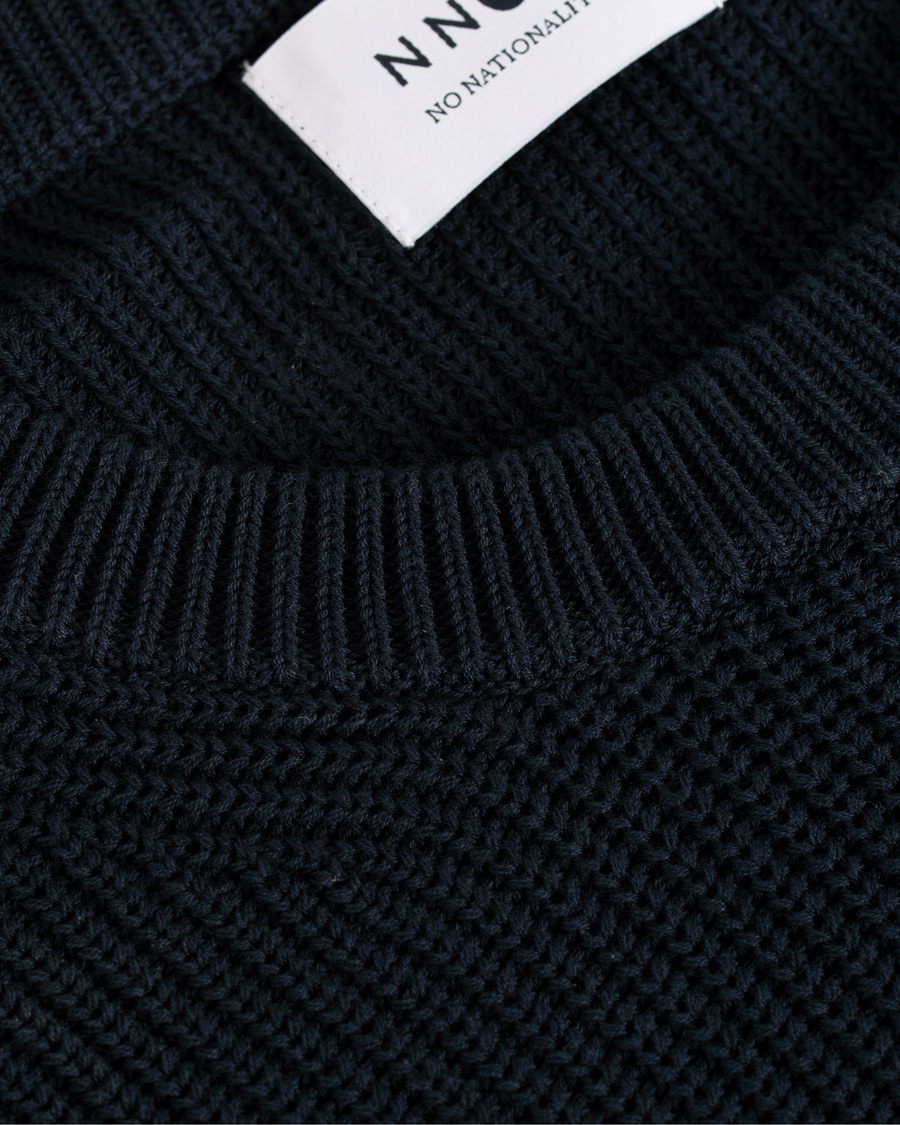Herre | Gensere | NN07 | Knut Cotton Ribbed Crew Neck Navy