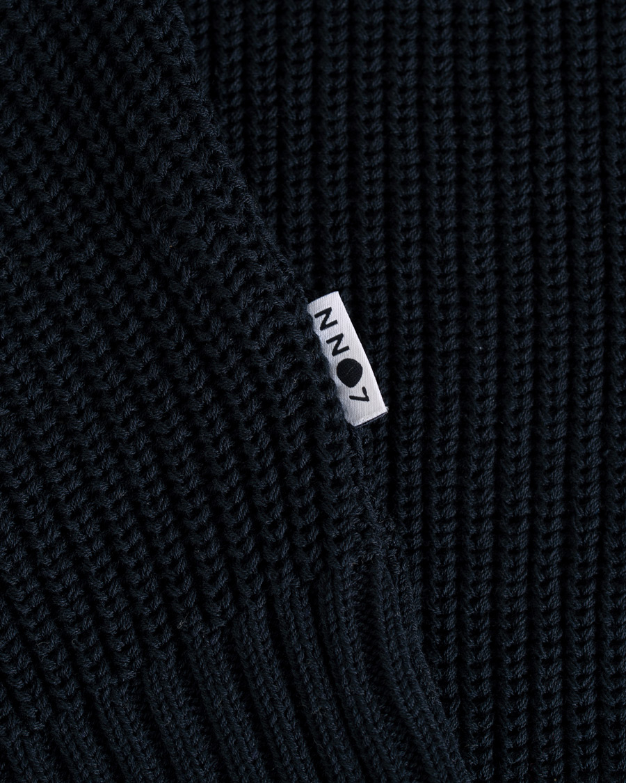Herre | Gensere | NN07 | Knut Cotton Ribbed Crew Neck Navy