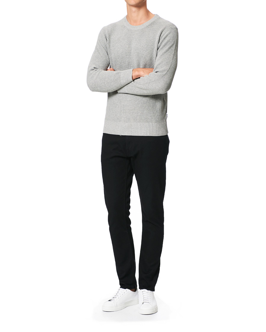 Herre | Gensere | NN07 | Knut Cotton Ribbed Crew Neck Medium Grey