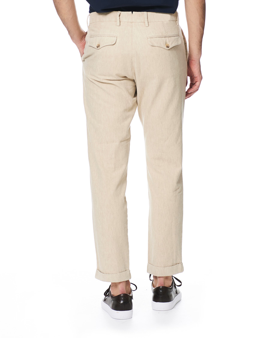 Herre | Bukser | NN07 | Codo Linen/Cotton Pleated Turn Up Trousers Nature