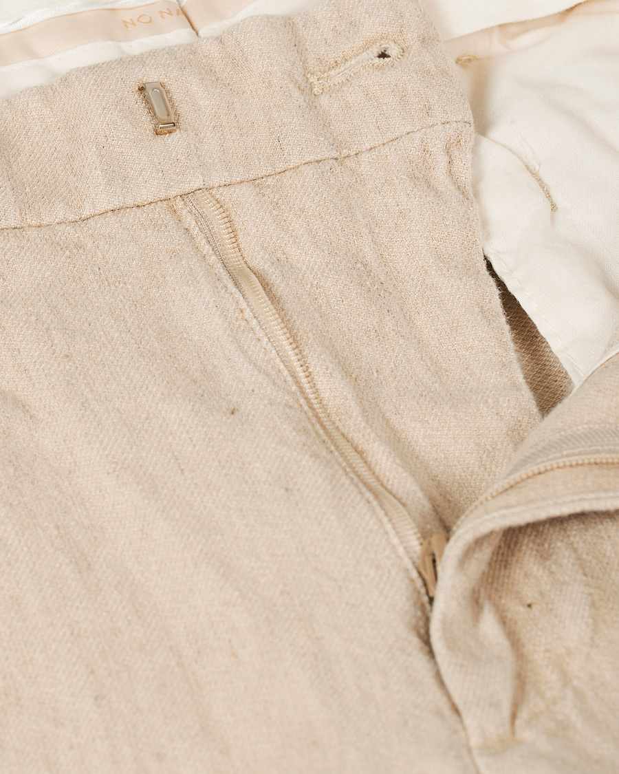 Herre | Bukser | NN07 | Codo Linen/Cotton Pleated Turn Up Trousers Nature