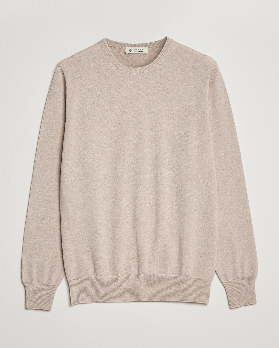 Herre | Gensere | Piacenza Cashmere | Cashmere Crew Neck Sweater Beige