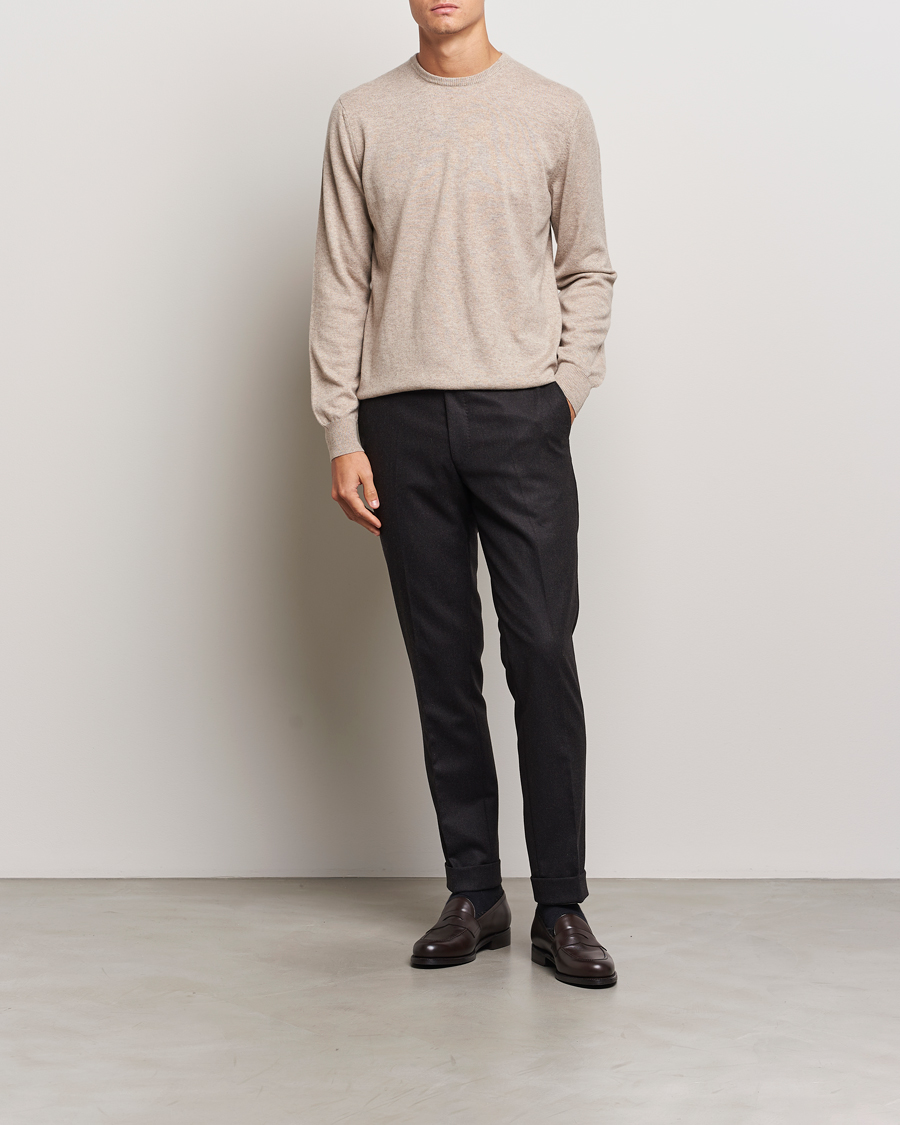 Herre | Gensere | Piacenza Cashmere | Cashmere Crew Neck Sweater Beige