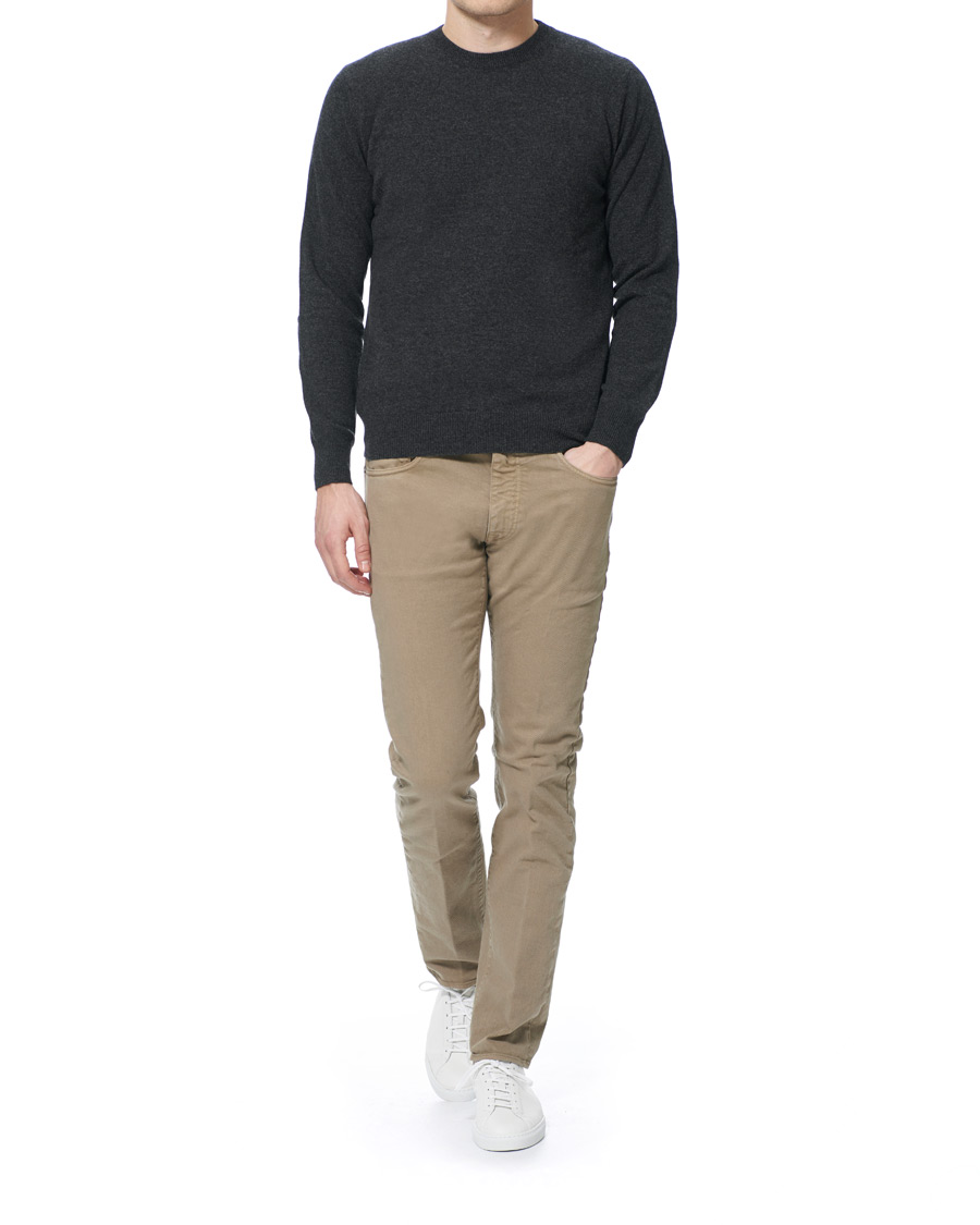 Herre | Gensere | Piacenza Cashmere | Cashmere Crew Neck Sweater Charcoal