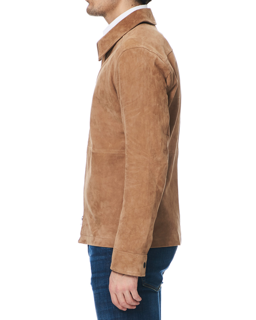 Herre | Jakker | J.Lindeberg | Jonah Zip Suede Jacket Flat Brown