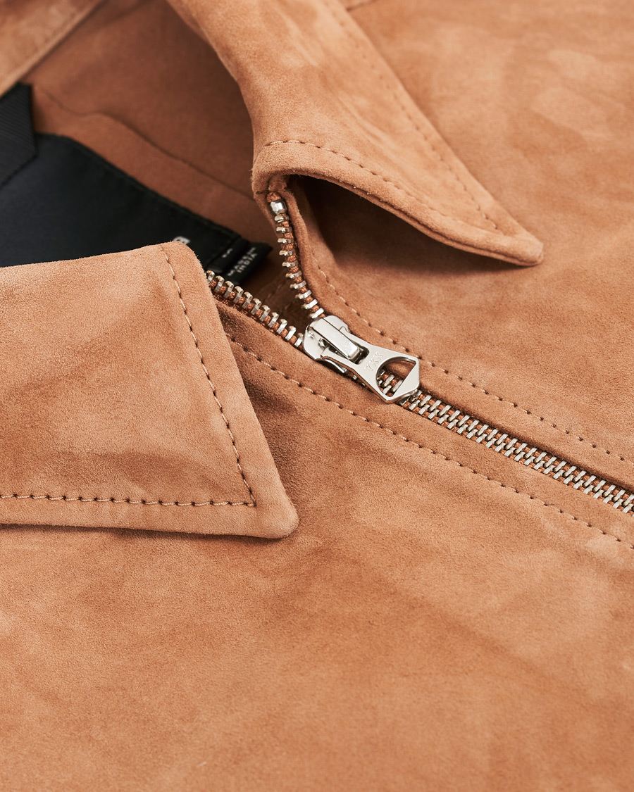 Herre | Jakker | J.Lindeberg | Jonah Zip Suede Jacket Flat Brown