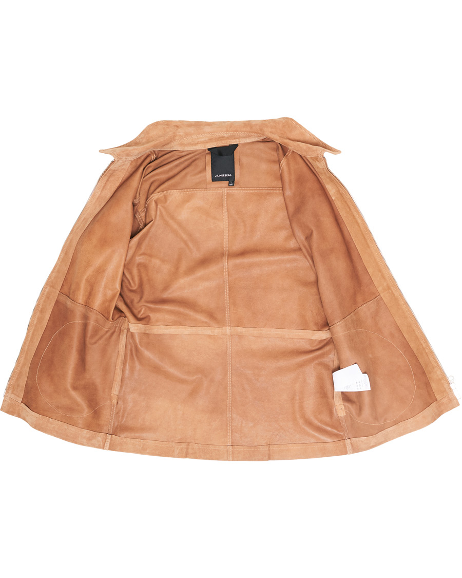 Herre | Jakker | J.Lindeberg | Jonah Zip Suede Jacket Flat Brown
