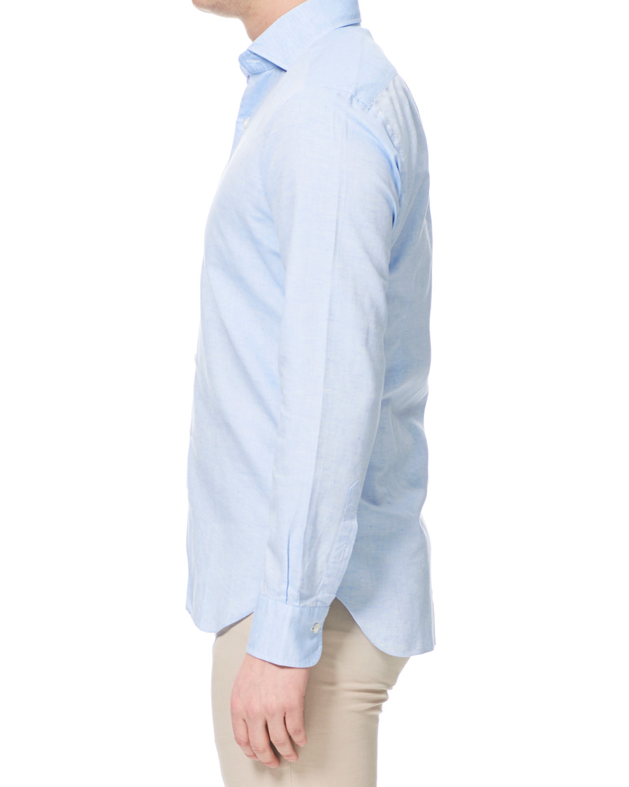 Herre | Skjorter | Barba Napoli | Dandylife Slim Fit Cotton/Linen Shirt Blue