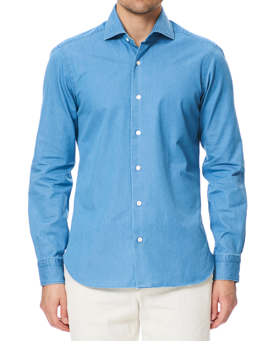 Herre | Skjorter | Barba Napoli | Dandylife Slim Fit Denim Shirt Indigo