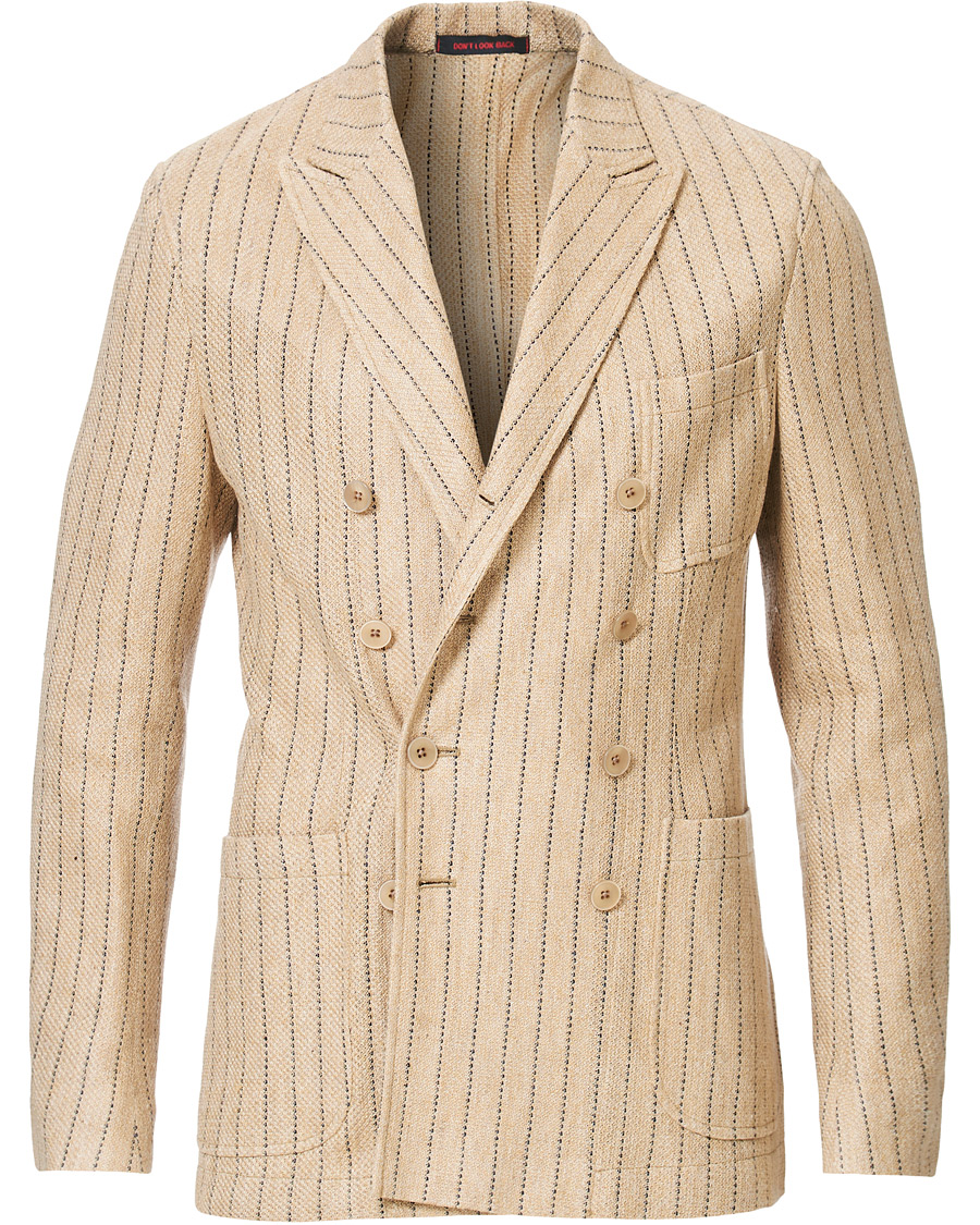 Herre | Dressjakker | The Gigi | Linen Striped Cardigan Blazer Beige