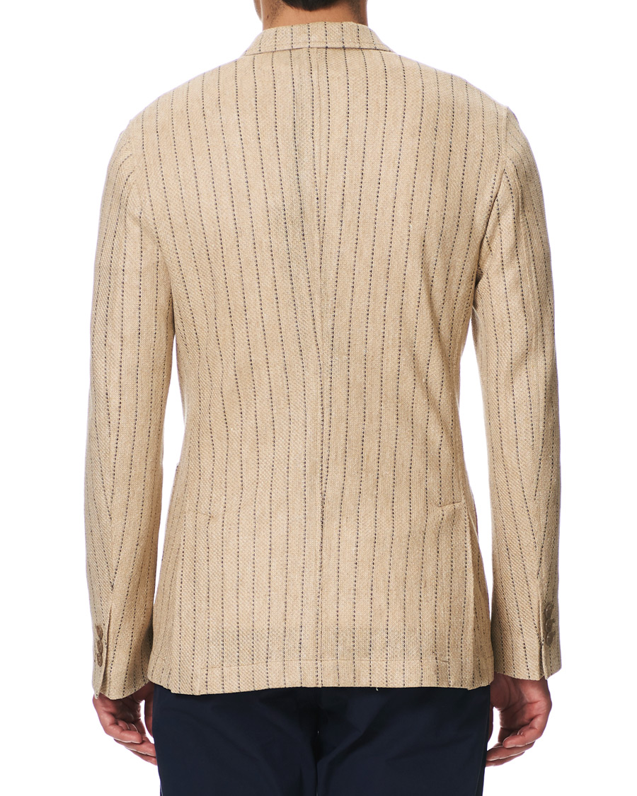 Herre | Dressjakker | The Gigi | Linen Striped Cardigan Blazer Beige