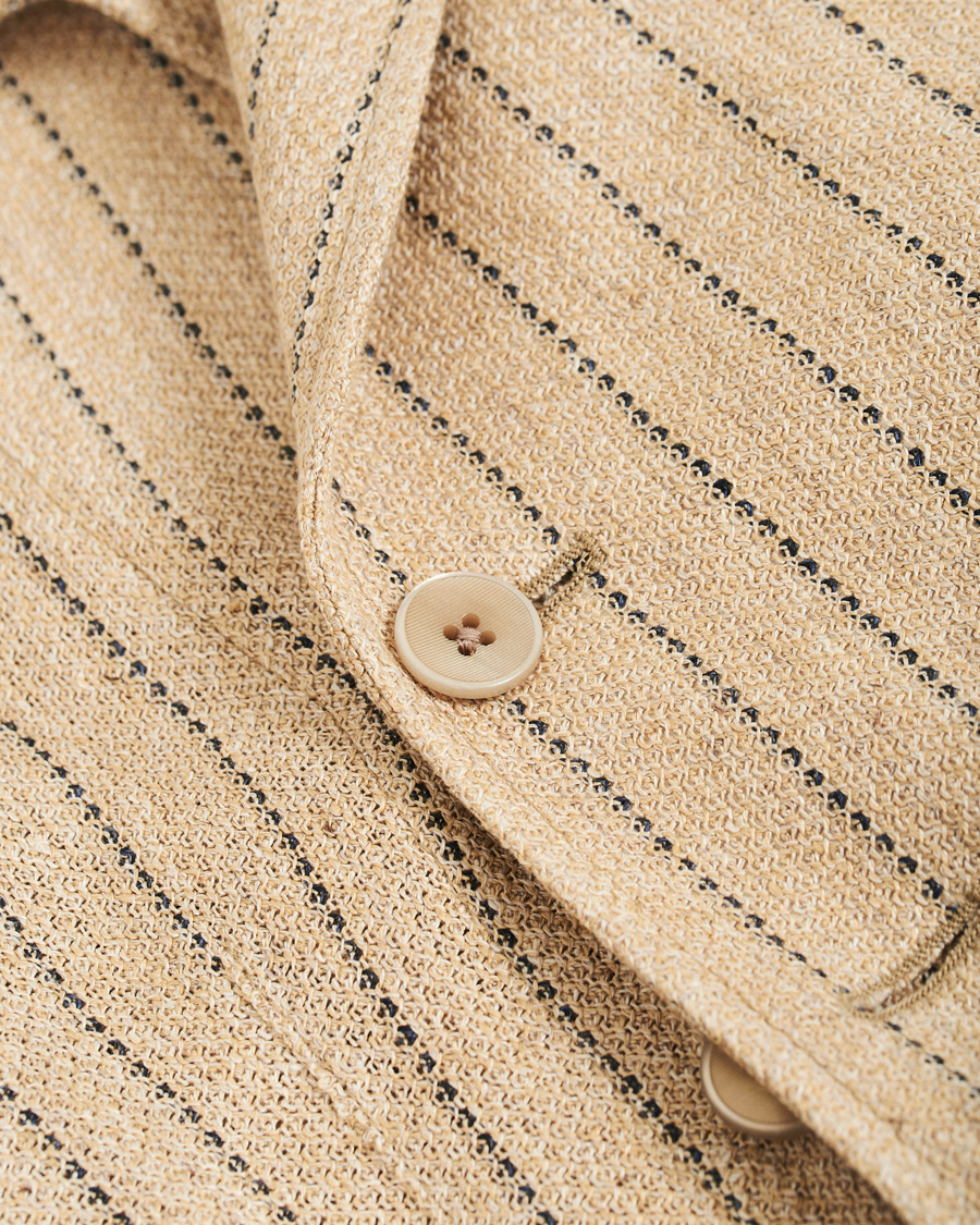 Herre | Dressjakker | The Gigi | Linen Striped Cardigan Blazer Beige