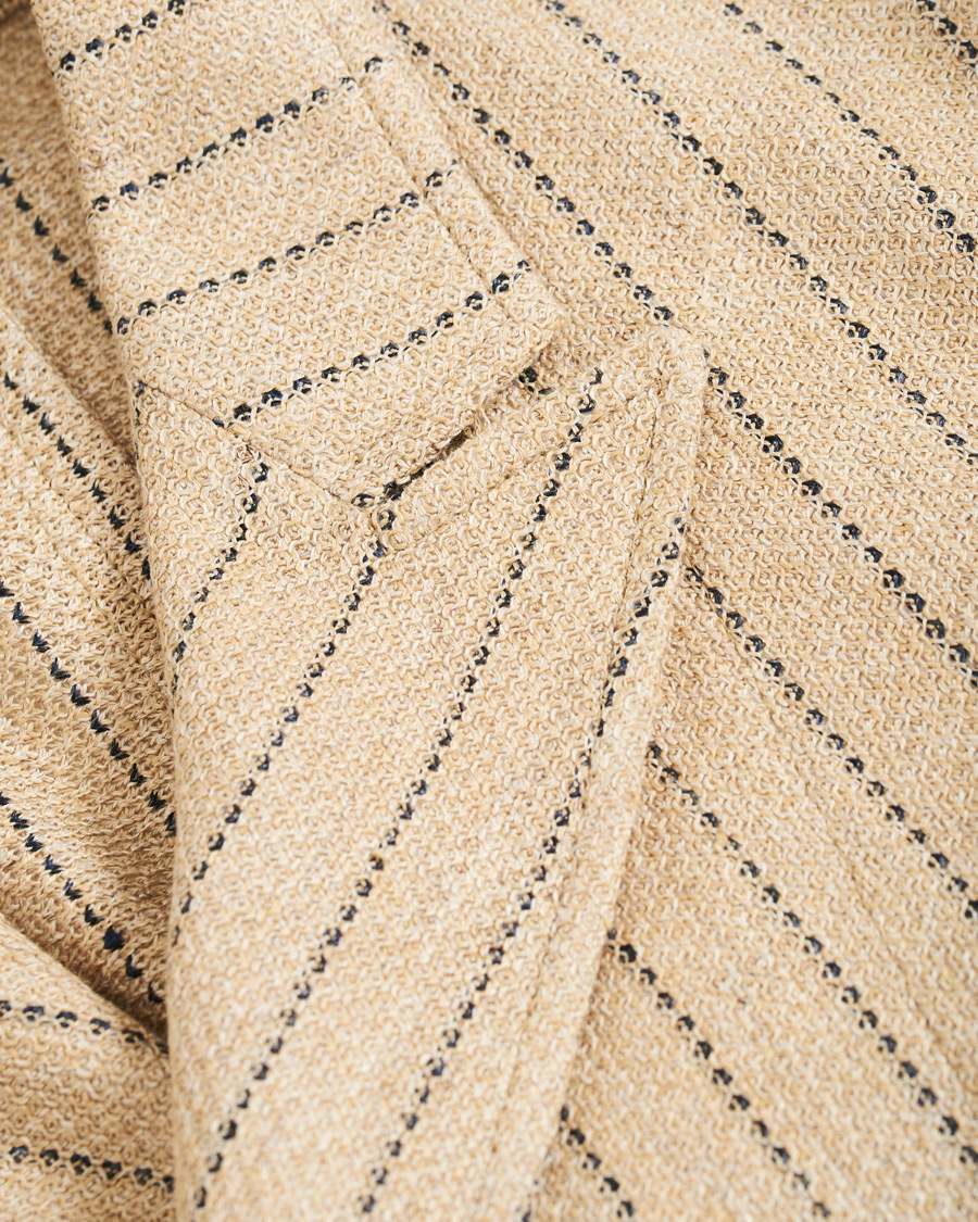 Herre | Dressjakker | The Gigi | Linen Striped Cardigan Blazer Beige