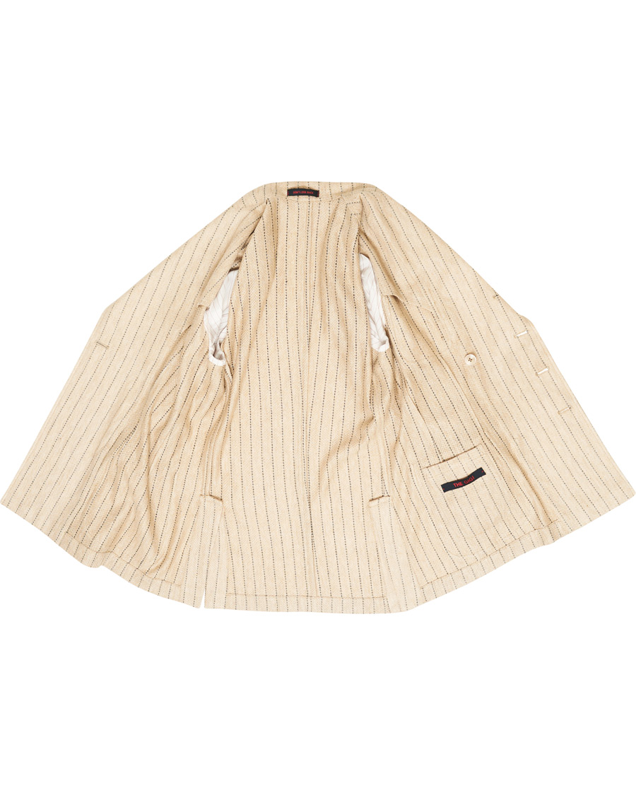 Herre | Dressjakker | The Gigi | Linen Striped Cardigan Blazer Beige
